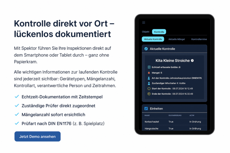 laufende Kontrolle an Beispiel eines Spielplatzes